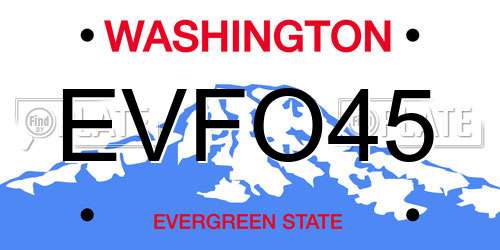 EVFO45 Washington License Plate