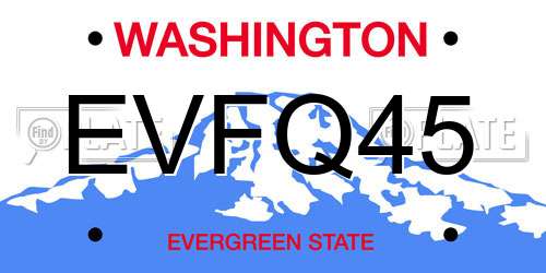 EVFQ45 Washington License Plate