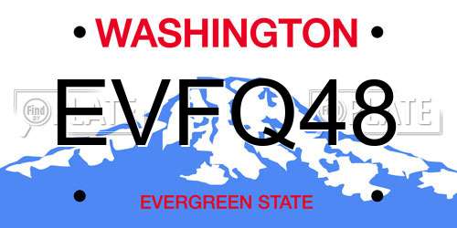 EVFQ48 Washington License Plate