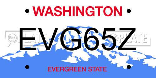 EVG65Z Washington License Plate