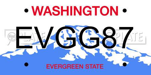 EVGG87 Washington License Plate