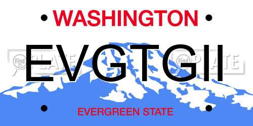 EVGTGII Washington License Plate