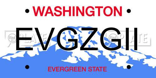 EVGZGII Washington License Plate