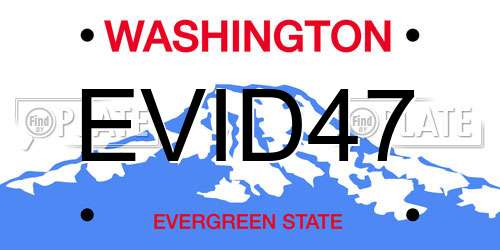 EVID47 Washington License Plate