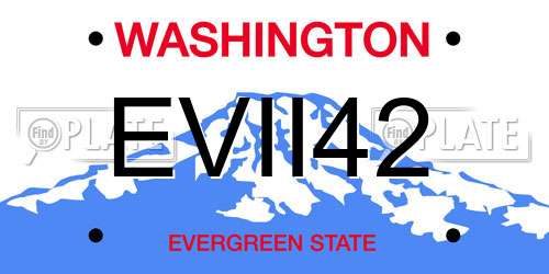EVII42 Washington License Plate