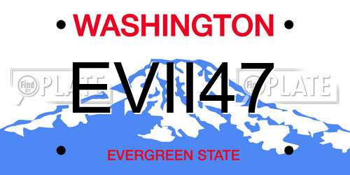 EVII47 Washington License Plate
