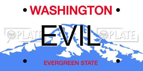 EVIL Washington License Plate