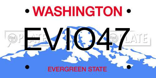 EVIO47 Washington License Plate