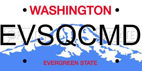 EVSQCMD Washington License Plate