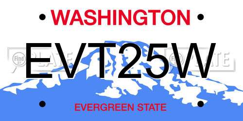 EVT25W Washington License Plate
