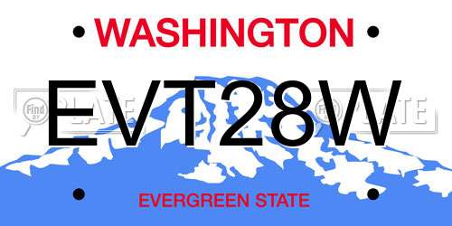 EVT28W Washington License Plate