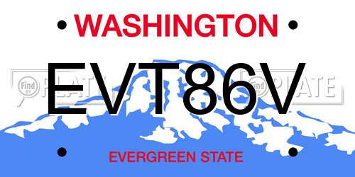 EVT86V Washington License Plate