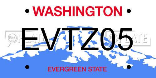 EVTZ05 Washington License Plate