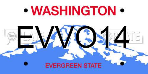 EVVO14 Washington License Plate
