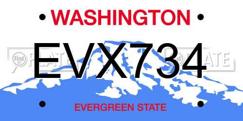 EVX734 Washington License Plate