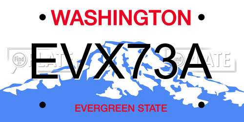 EVX73A Washington License Plate