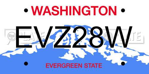 EVZ28W Washington License Plate