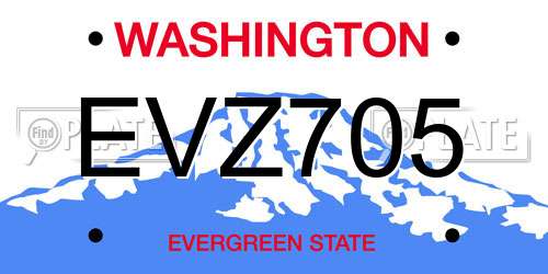 EVZ705 Washington License Plate