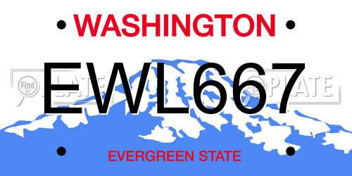 EWL667 Washington License Plate