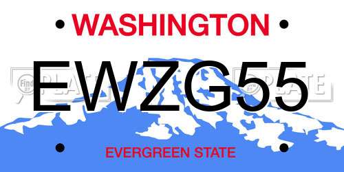 EWZG55 Washington License Plate