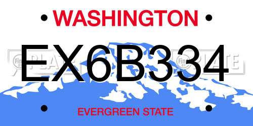 EX6B334 Washington License Plate