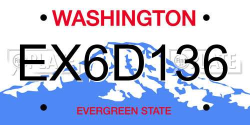 EX6D136 Washington License Plate