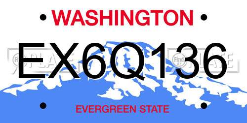 EX6Q136 Washington License Plate