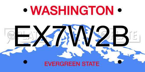 EX7W2B Washington License Plate