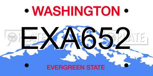 EXA652 Washington License Plate
