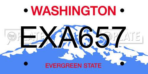 EXA657 Washington License Plate
