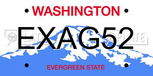 EXAG52 Washington License Plate