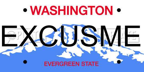 EXCUSME Washington License Plate