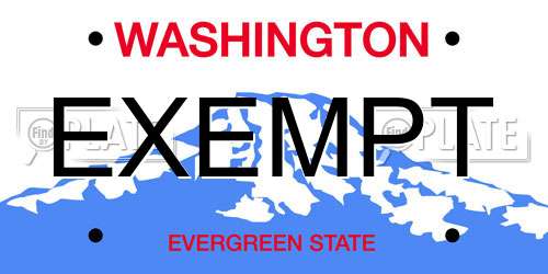 EXEMPT Washington License Plate