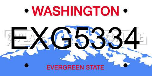 EXG5334 Washington License Plate