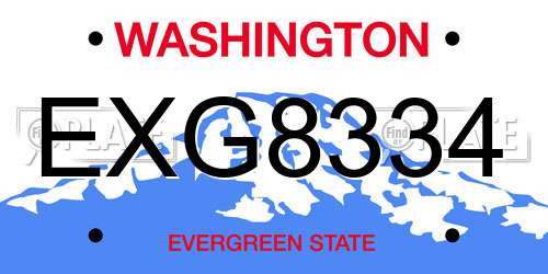 EXG8334 Washington License Plate
