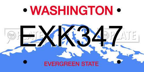 EXK347 Washington License Plate