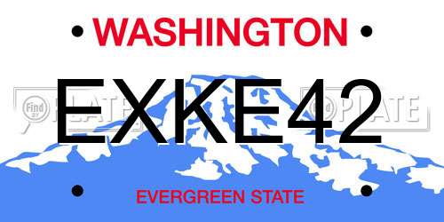 EXKE42 Washington License Plate