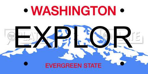 EXPLOR Washington License Plate