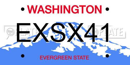 EXSX41 Washington License Plate