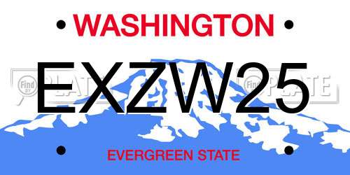 EXZW25 Washington License Plate