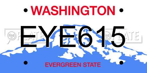 EYE615 Washington License Plate