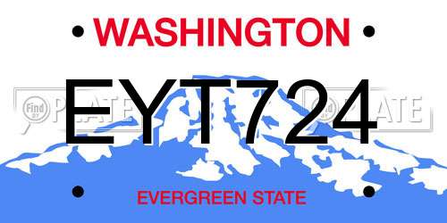 EYT724 Washington License Plate