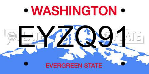 EYZQ91 Washington License Plate