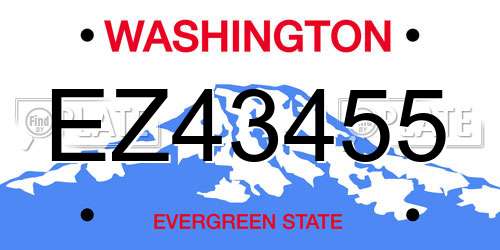 EZ43455 Washington License Plate