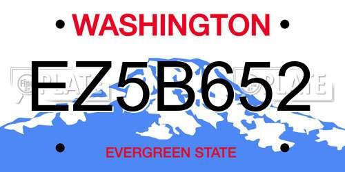 EZ5B652 Washington License Plate