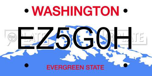 EZ5G0H Washington License Plate