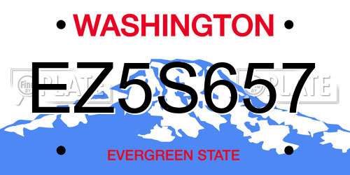 EZ5S657 Washington License Plate