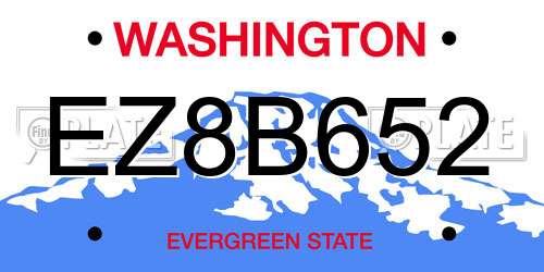 EZ8B652 Washington License Plate