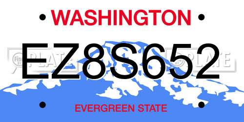 EZ8S652 Washington License Plate