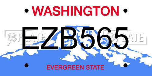 EZB565 Washington License Plate